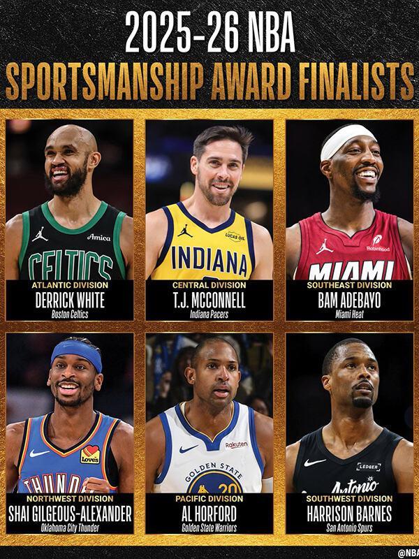 星空娱乐-NBA官宣体育道德风尚奖候选名单：亚历山大&amp;amp;阿德巴约领衔